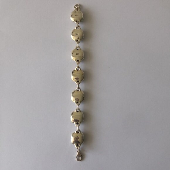 Antiqued Rose Flower Sterling Silver 925 Electroform Floral Link Bracelet - Picture 8 of 15